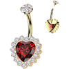 Titane Piercing Nombril cœur zircone Filetage Interne
