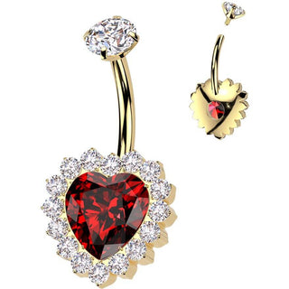 Titane Piercing Nombril cœur zircone Filetage Interne