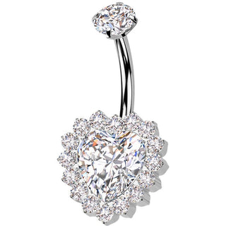 Titane Piercing Nombril cœur zircone Filetage Interne