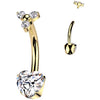Titane Piercing Nombril cœur zircone Filetage Interne
