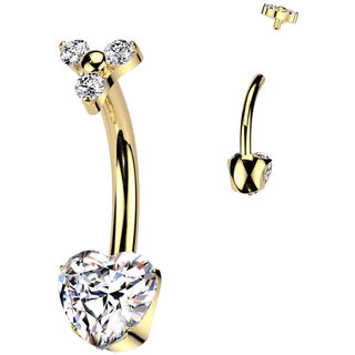 Titane Piercing Nombril cœur zircone Filetage Interne