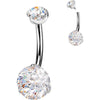 Titanium Belly Button Piercing double zirconia Internally Threaded