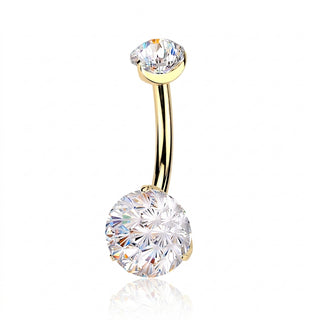 Titanium Belly Button Piercing double zirconia Internally Threaded