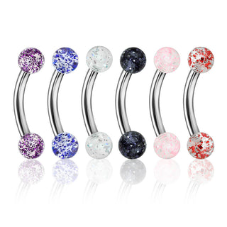 Augenbrauenpiercing Acryl Ultra Glitzer Kugel, 6 Stück