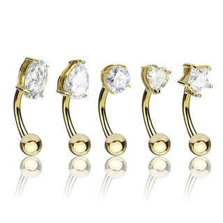 Eyebrow Piercing Silver Zirconia, 5  pieces