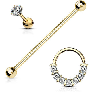 Barbell Set Zirconia Barbell Ring, 3  pieces