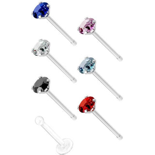 Nasenstecker Set Zirkonia, 7 Stück