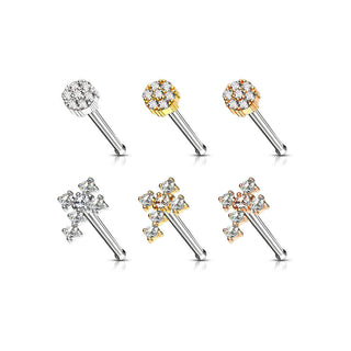 Nasenstecker Blume Kreuz Zirkonia, 6 Stück