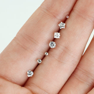 Nose L-Shape Set Zirconia Silver, 7  pieces