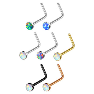 Nasenstecker L-Form Opal Rund, 7 Stück