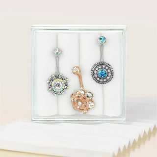 Belly Button Piercing Flower Zirconia, 3  pieces