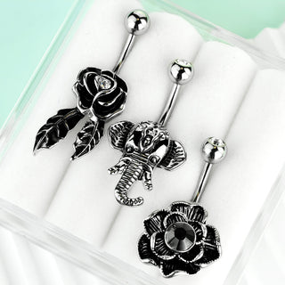 Piercing Ombelico Argento e zirconi, 3 pezzi