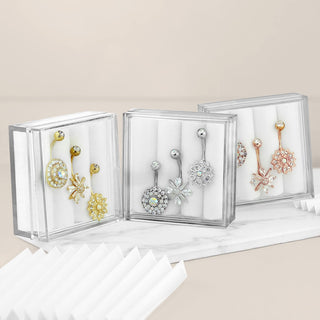 Belly Button Piercing Flowers Zirconia Opal Gold, 3  pieces
