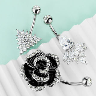 Belly Button Piercing Set Zirconia, 3  pieces