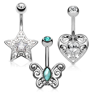 Piercing Ombelico Zirconi, 3 pezzi