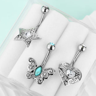 Piercing Ombelico Zirconi, 3 pezzi
