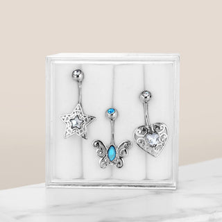 Piercing Ombelico Zirconi, 3 pezzi