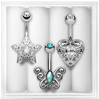 Piercing Ombelico Zirconi, 3 pezzi