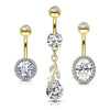 Piercing Ombelico Zirconi tondeggianti, 3 pezzi