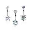 Piercing Ombelico Zirconi  Filettatura Interna, 3 pezzi