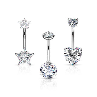 Piercing Ombelico Zirconi  Filettatura Interna, 3 pezzi