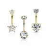 Piercing Ombelico Zirconi  Filettatura Interna, 3 pezzi