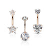 Piercing Ombelico Zirconi  Filettatura Interna, 3 pezzi