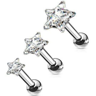 Barbell Set Star Zirconia Silver, 3  pieces