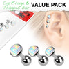 Barbell Opal Round Silver, 3  pieces