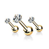 Barbell Zirconia Round Silver, 3  pieces