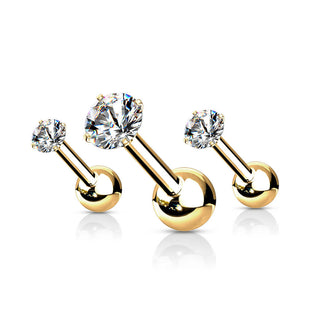 Barbell Zirconia Round Silver, 3  pieces