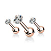 Barbell Zirconia Round Silver, 3  pieces