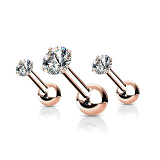 Barbell Zirconia Round Silver, 3  pieces