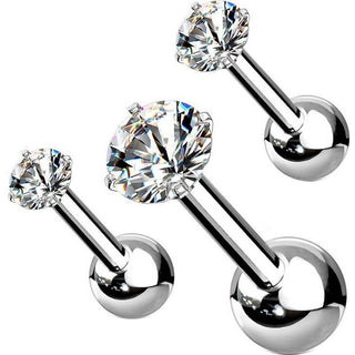 Barbell Zirconia Round Silver, 3  pieces