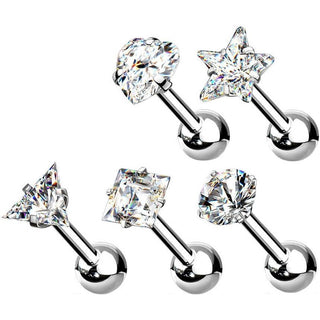 Barbell Set Zirconia Silver, 5 pieces