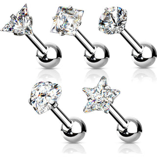 Barbell Set Zirconia Silver, 5 pieces