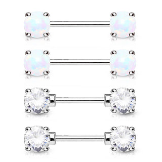 Piercing Capezzolo Sfera con zircone/opale, 2 pezzi