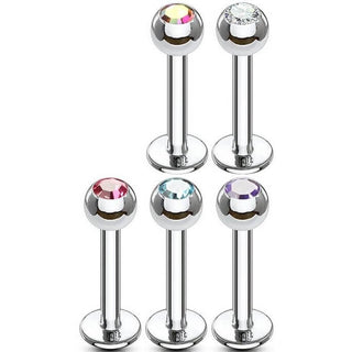 Labret Bille Zircone Argent, 5 morceaux