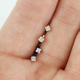 Labret Quadrat Zirkonia Titan PVD Innengewinde, 4 Stück