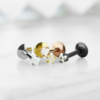 Labret Quadrat Zirkonia Titan PVD Innengewinde, 4 Stück