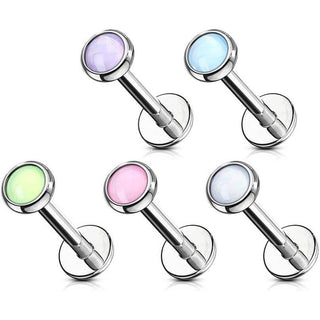 Labret Glänzender Synthetik Stein Innengewinde, 5 Stück