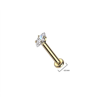 Labret Marquise Cut Zirconia Internally Threaded, 4  pieces