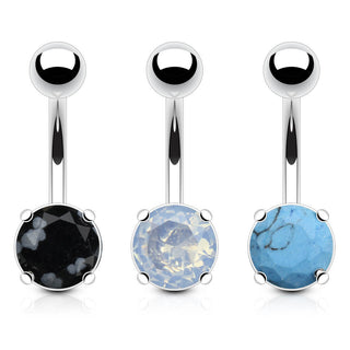 Piercing Ombelico Argento e zircone tondo, 3 pezzi