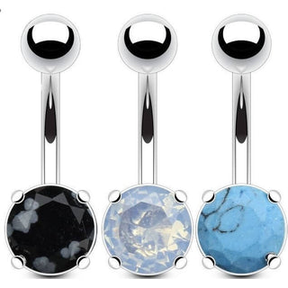 Piercing Ombelico Argento e zircone tondo, 3 pezzi