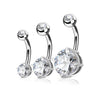 Piercing Ombelico Oro con zircone tondo, 3 pezzi