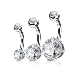 Piercing Ombelico Oro con zircone tondo, 3 pezzi