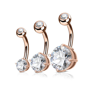 Piercing Ombelico Oro con zircone tondo, 3 pezzi