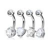 Belly Button Piercing Set Zirconia Gold, 4  pieces
