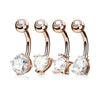 Belly Button Piercing Set Zirconia Gold, 4  pieces
