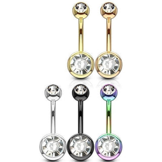 Piercing Ombelico Tondo di zirconi, 5 pezzi